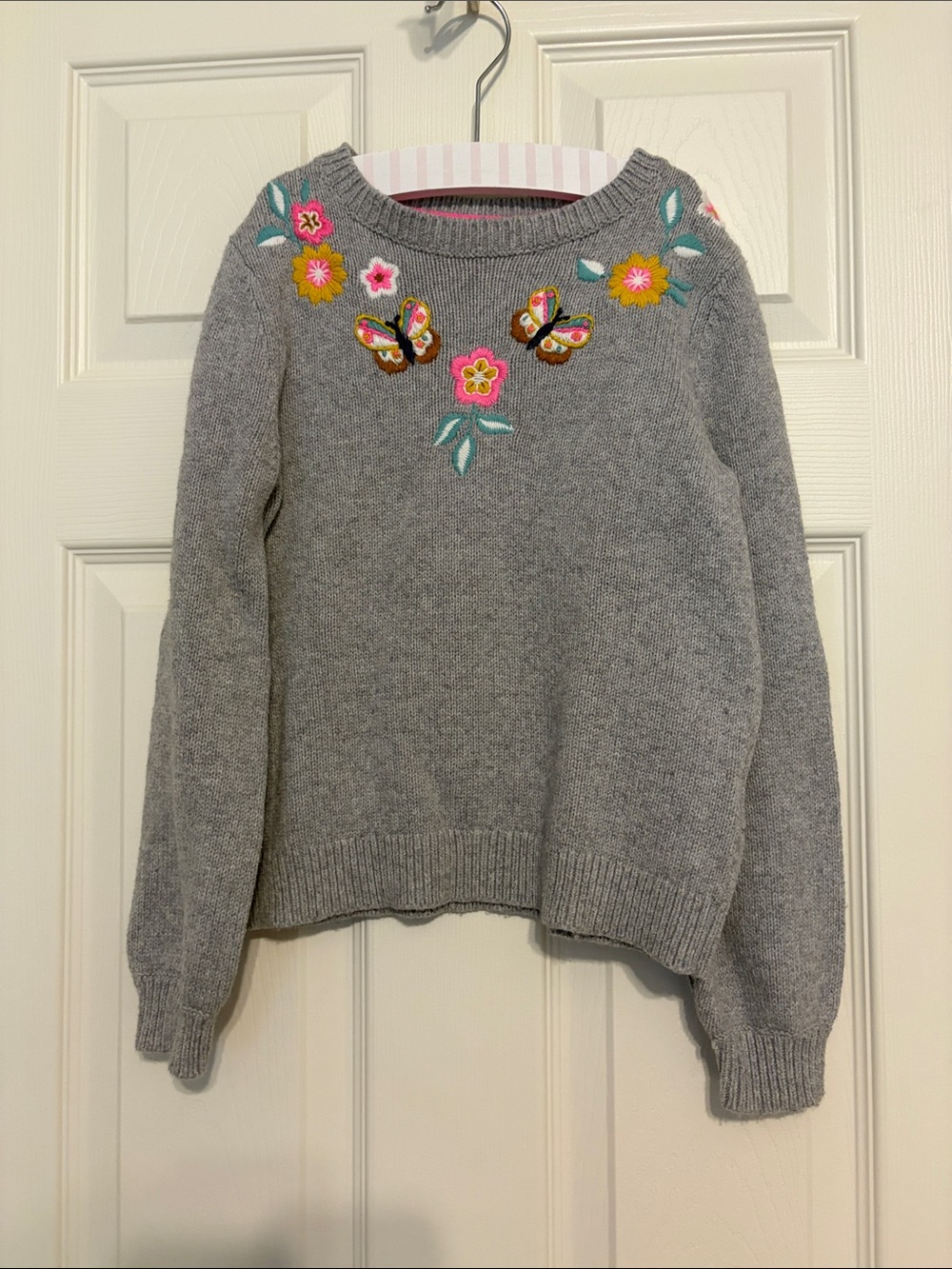 Mini Boden grey butterfly sweater - Size 8-9Y